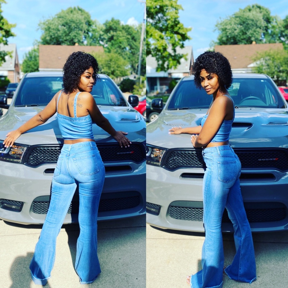 Bell Bottom Jean Set Light Wash with bustier top